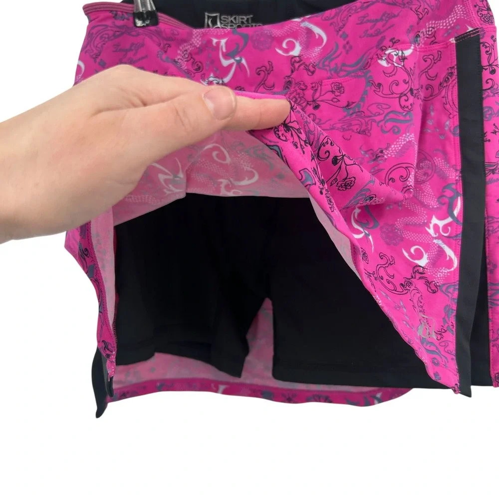 Skirt Sports Y2K Pink Tattoo Print Skort S Athletic Running Tennis Workout Skirt